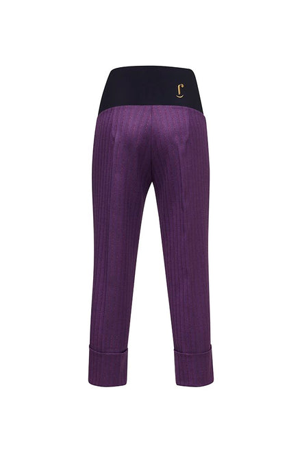 Panta Havana gessato viola con baschina