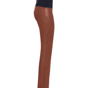Panta Ny donna in ecopelle color cuoio con spacchi frontali