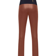 Panta Ny donna in ecopelle color cuoio con spacchi frontali