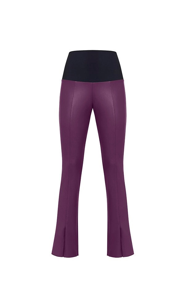 Panta donna in ecopelle viola con spacchi frontali – Panta NY