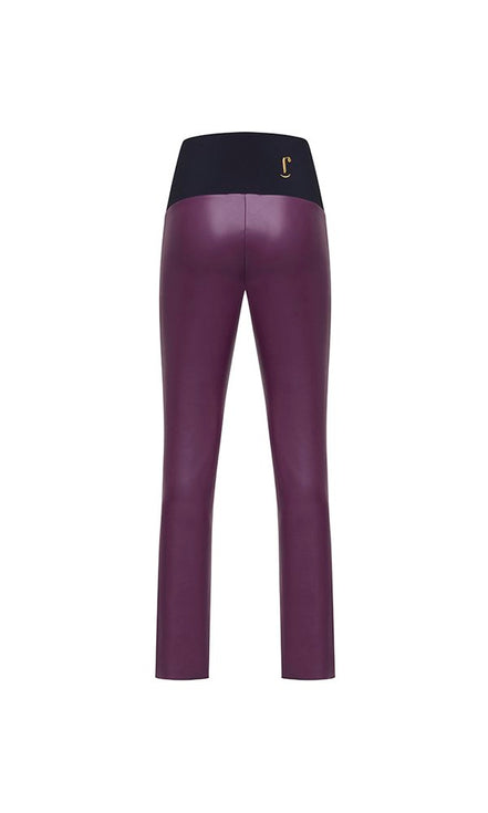 Panta donna in ecopelle viola con spacchi frontali – Panta NY
