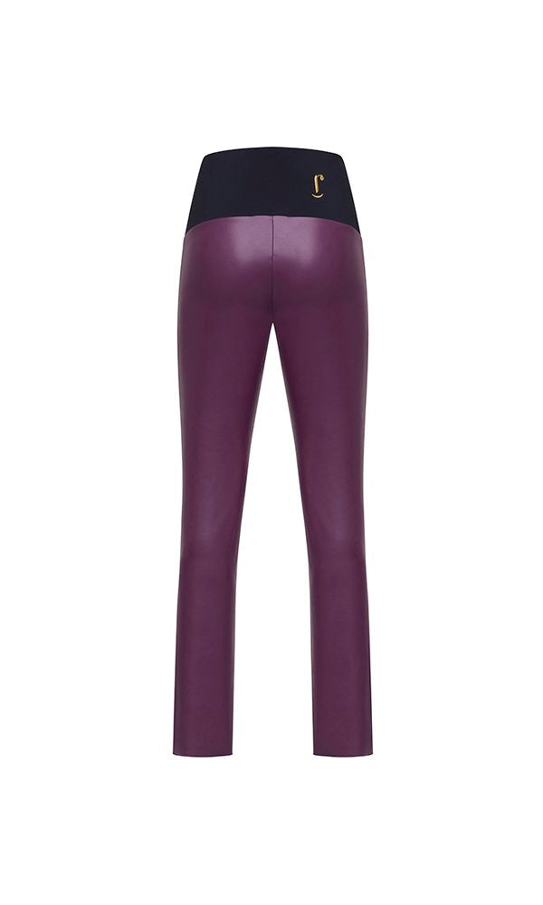 Panta donna in ecopelle viola con spacchi frontali – Panta NY