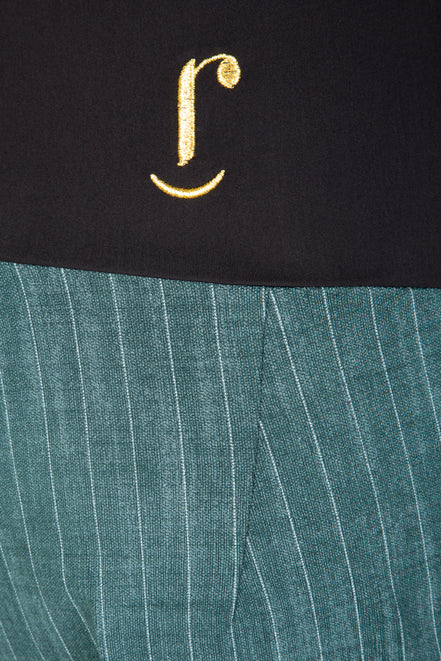 Panta Firenze gessato verde con baschina