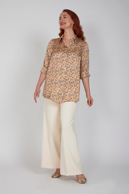 Panta Firenze crepe cady avorio con baschina