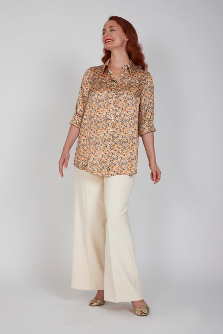 Panta Firenze crepe cady avorio con baschina