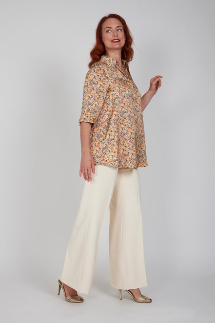Panta Firenze crepe cady avorio con baschina