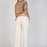 Panta Firenze crepe cady avorio con baschina