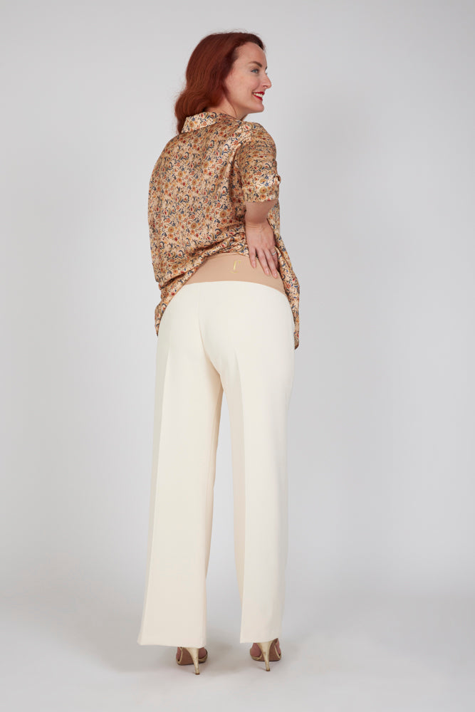 Panta Firenze crepe cady avorio con baschina