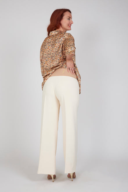 Panta Firenze crepe cady avorio con baschina