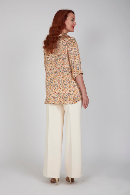 Panta Firenze crepe cady avorio con baschina