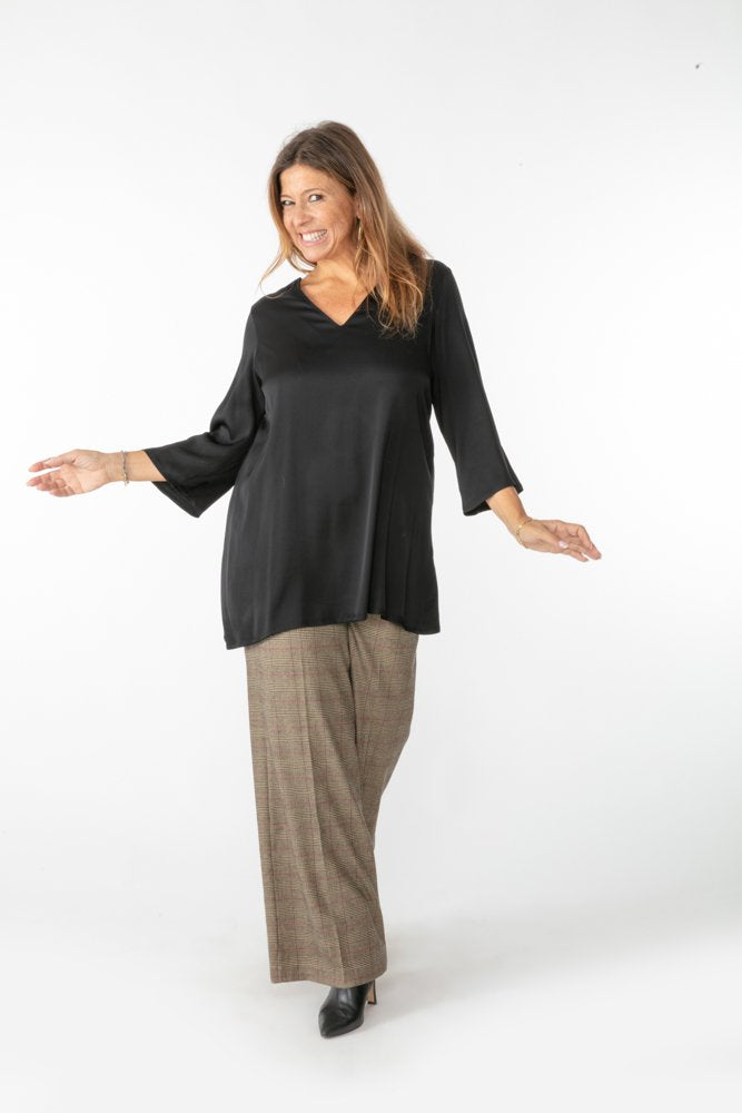 Panta Firenze in principe di galles beige e nero con baschina