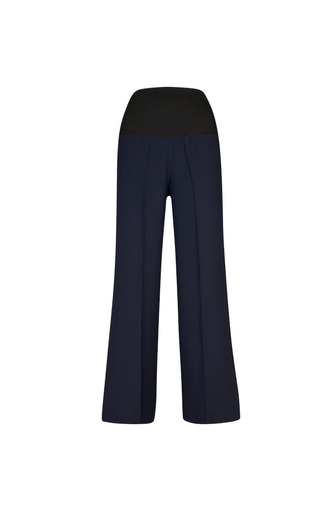 Panta Firenze crepe cady blu con baschina