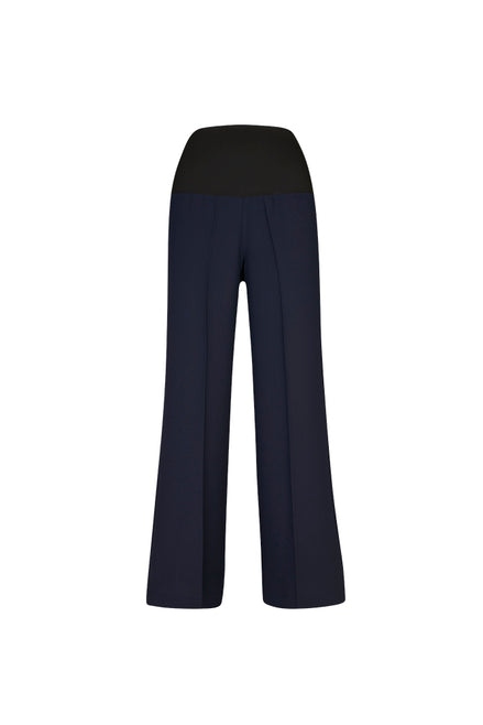 Panta Firenze crepe cady blu con baschina
