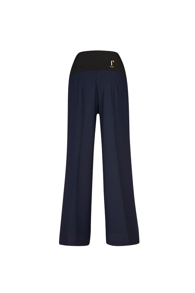 Panta Firenze crepe cady blu con baschina