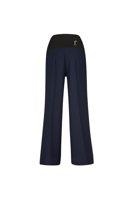 Panta Firenze crepe cady blu con baschina