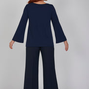 Panta Firenze crepe cady blu con baschina