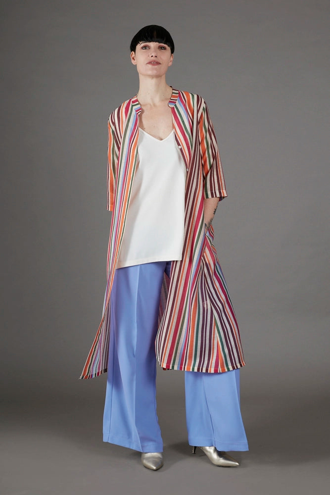 Panta Firenze crepe satin celeste con baschina