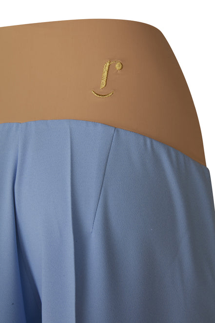 Panta Firenze crepe satin celeste con baschina