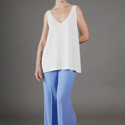 Panta Firenze crepe satin celeste con baschina