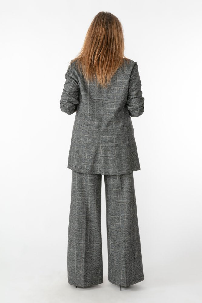 Panta Firenze principe di galles grigio lurex con baschina