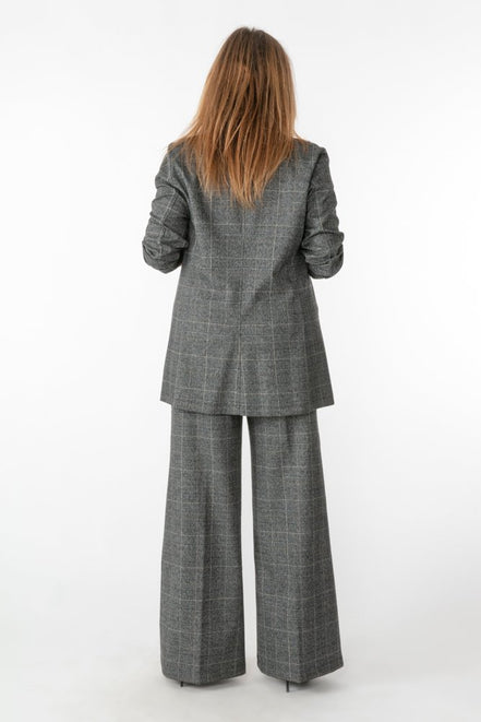 Panta Firenze principe di galles grigio lurex con baschina