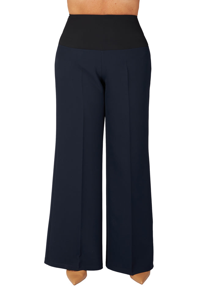 Panta Firenze crepe cady blu con baschina