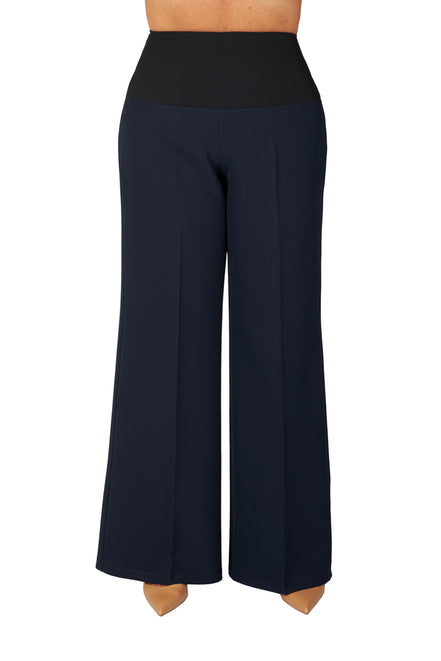 Panta Firenze crepe cady blu con baschina