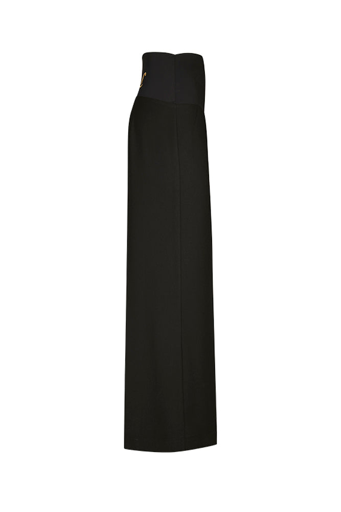 Panta Firenze crepe satin nero con baschina