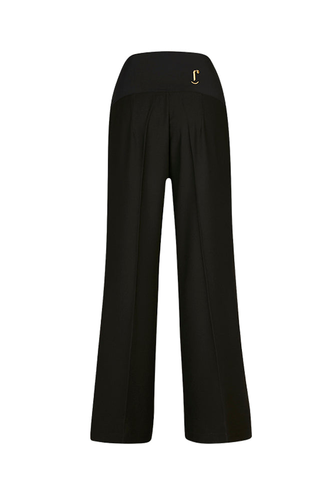 Panta Firenze crepe satin nero con baschina