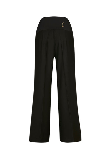 Panta Firenze crepe satin nero con baschina