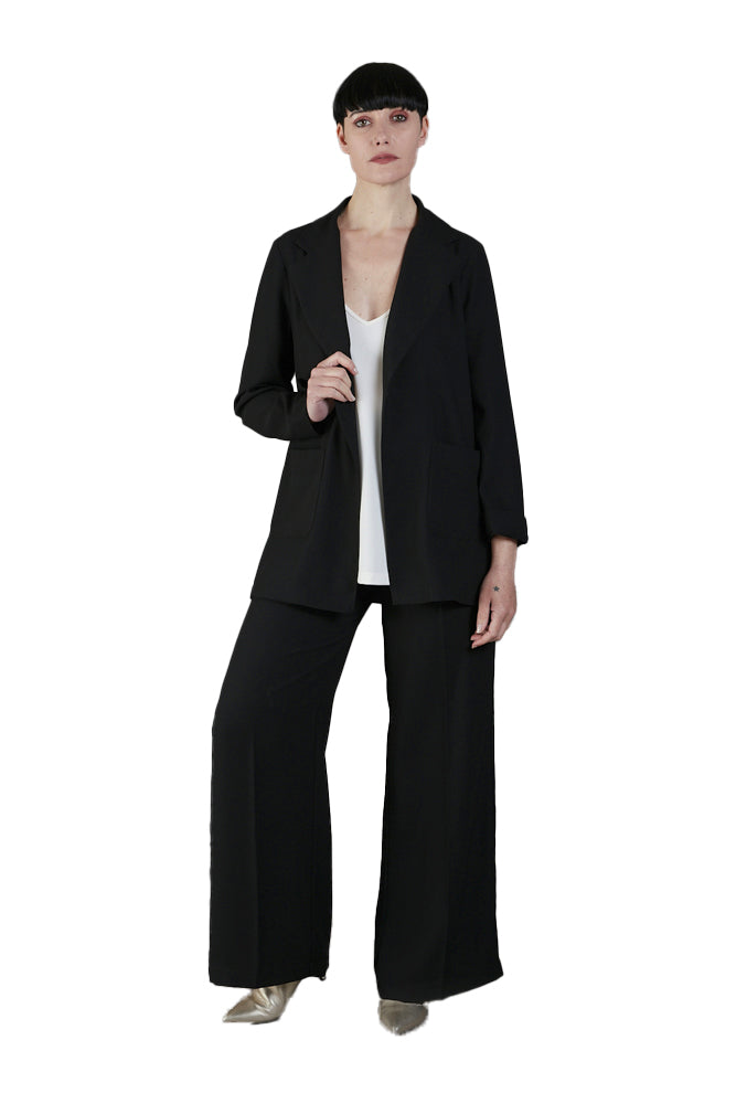Panta Firenze crepe satin nero con baschina
