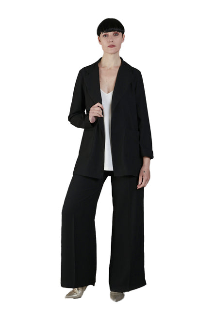 Panta Firenze crepe satin nero con baschina