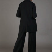 Panta Firenze crepe satin nero con baschina