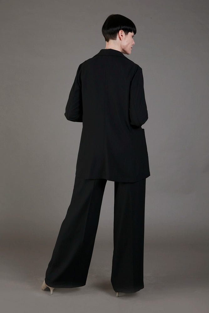 Panta Firenze crepe satin nero con baschina