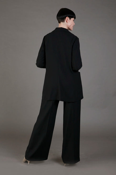 Panta Firenze crepe satin nero con baschina
