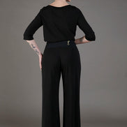 Panta Firenze crepe satin nero con baschina