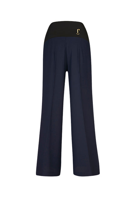Panta Firenze crepe satin blu con baschina