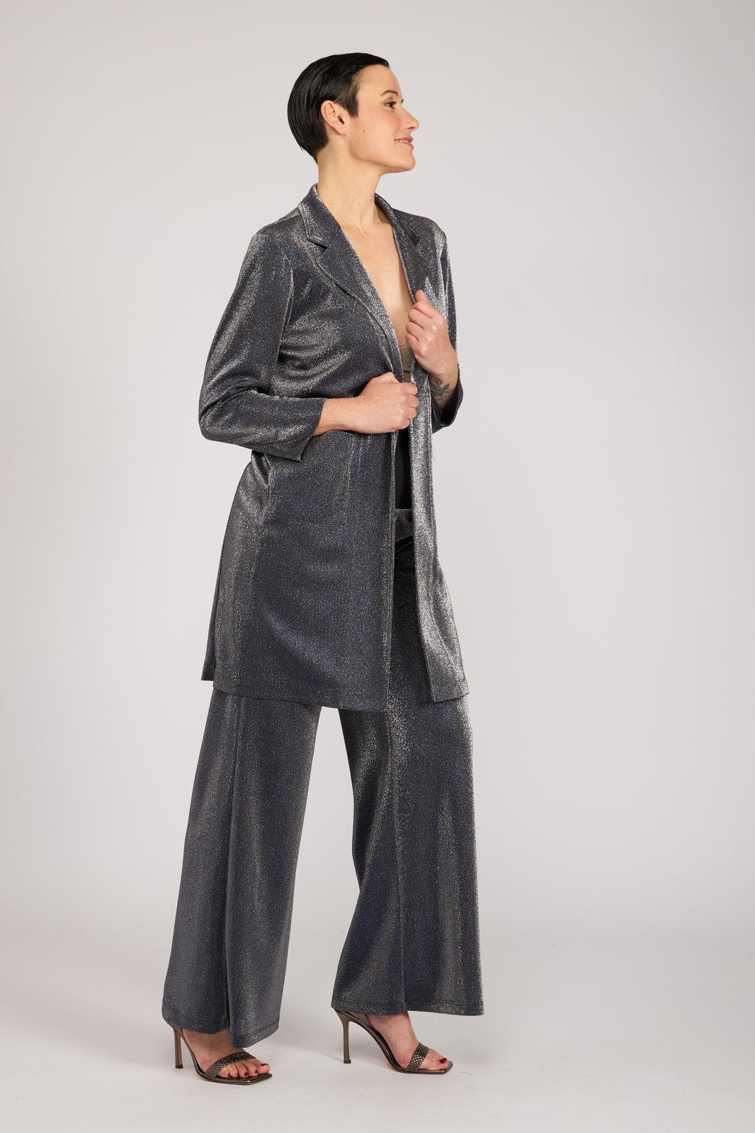 Panta Firenze glitter silver blu