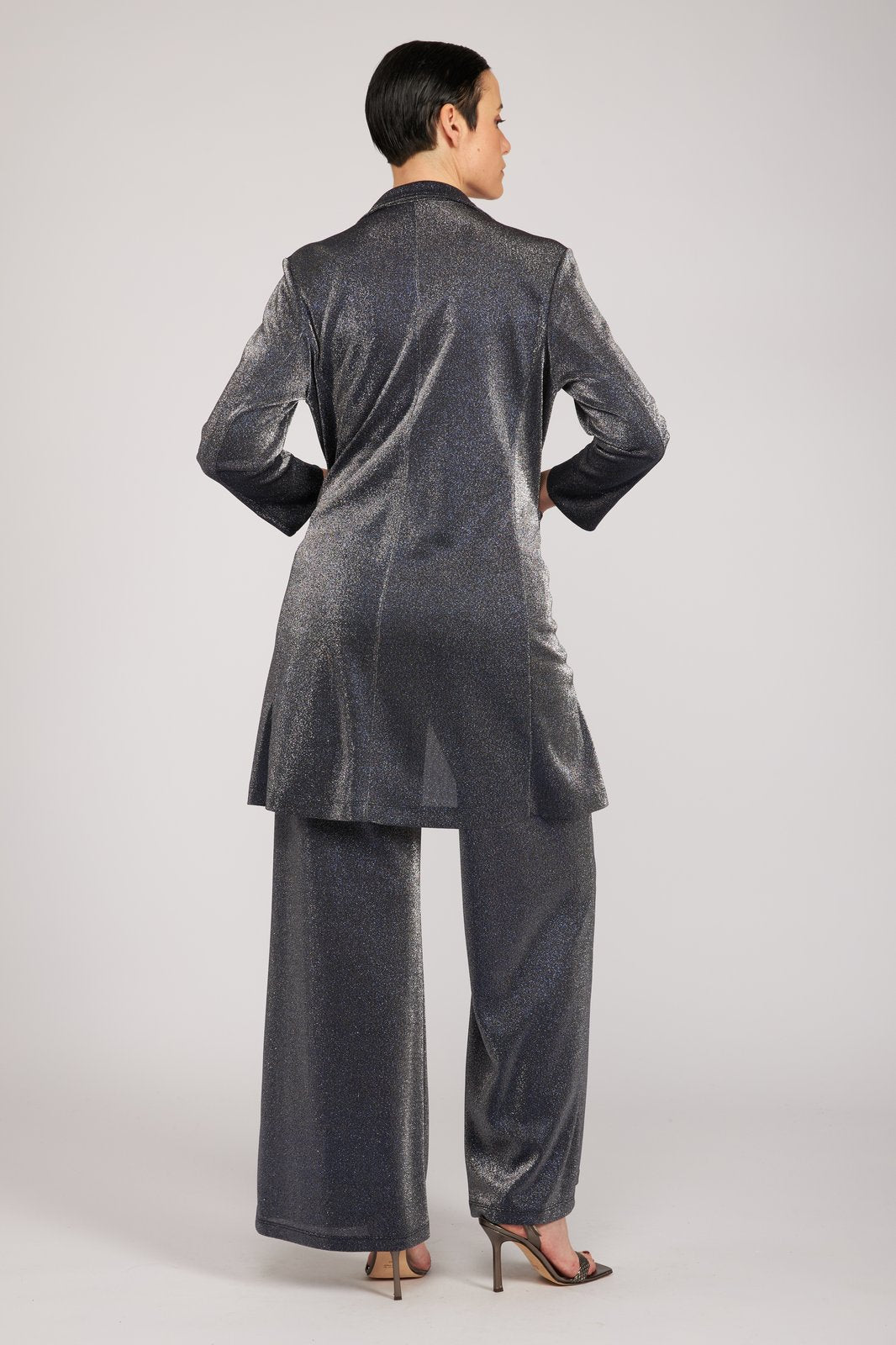 Panta Firenze glitter silver blu