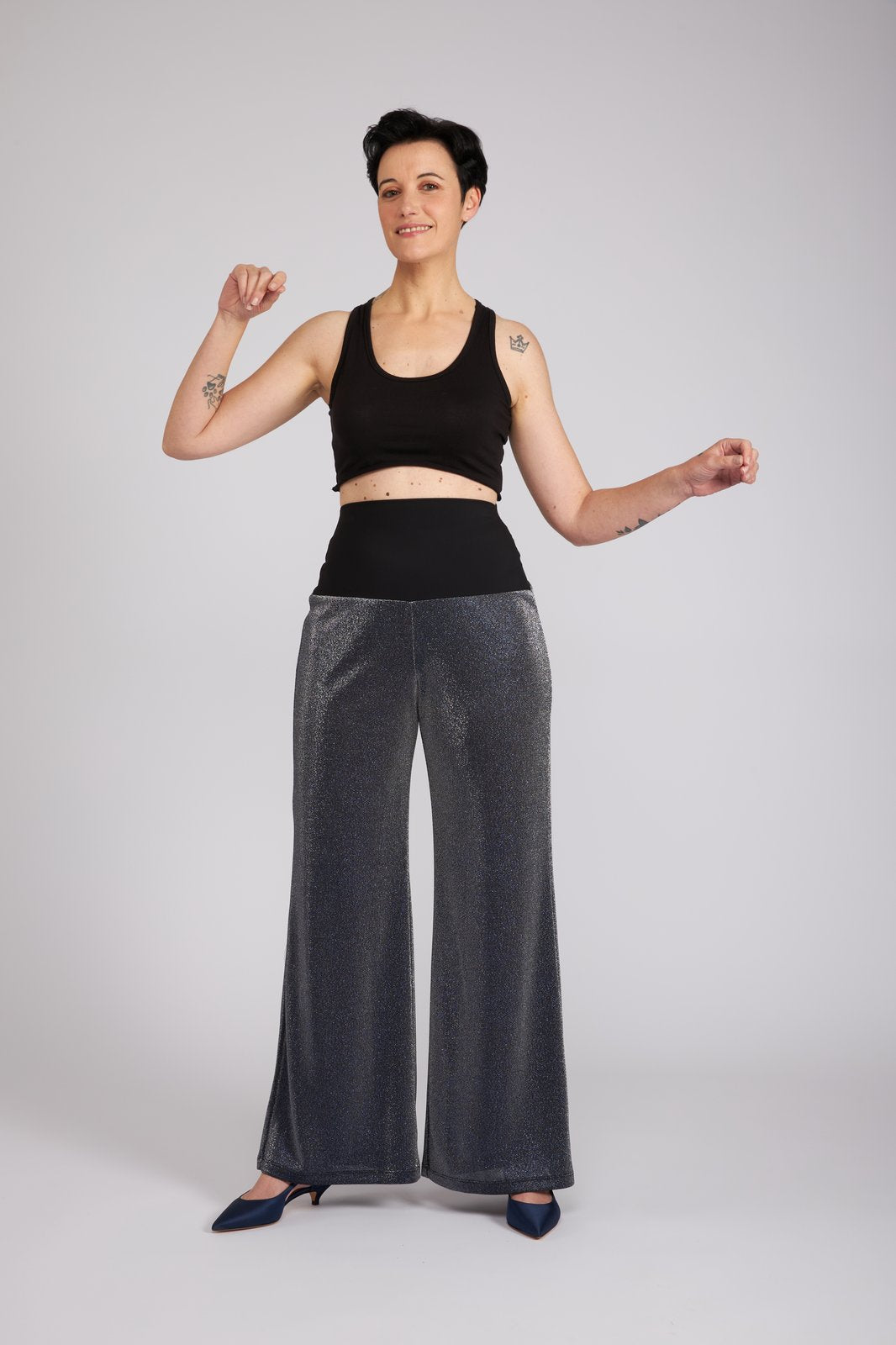 Panta Firenze glitter silver blu