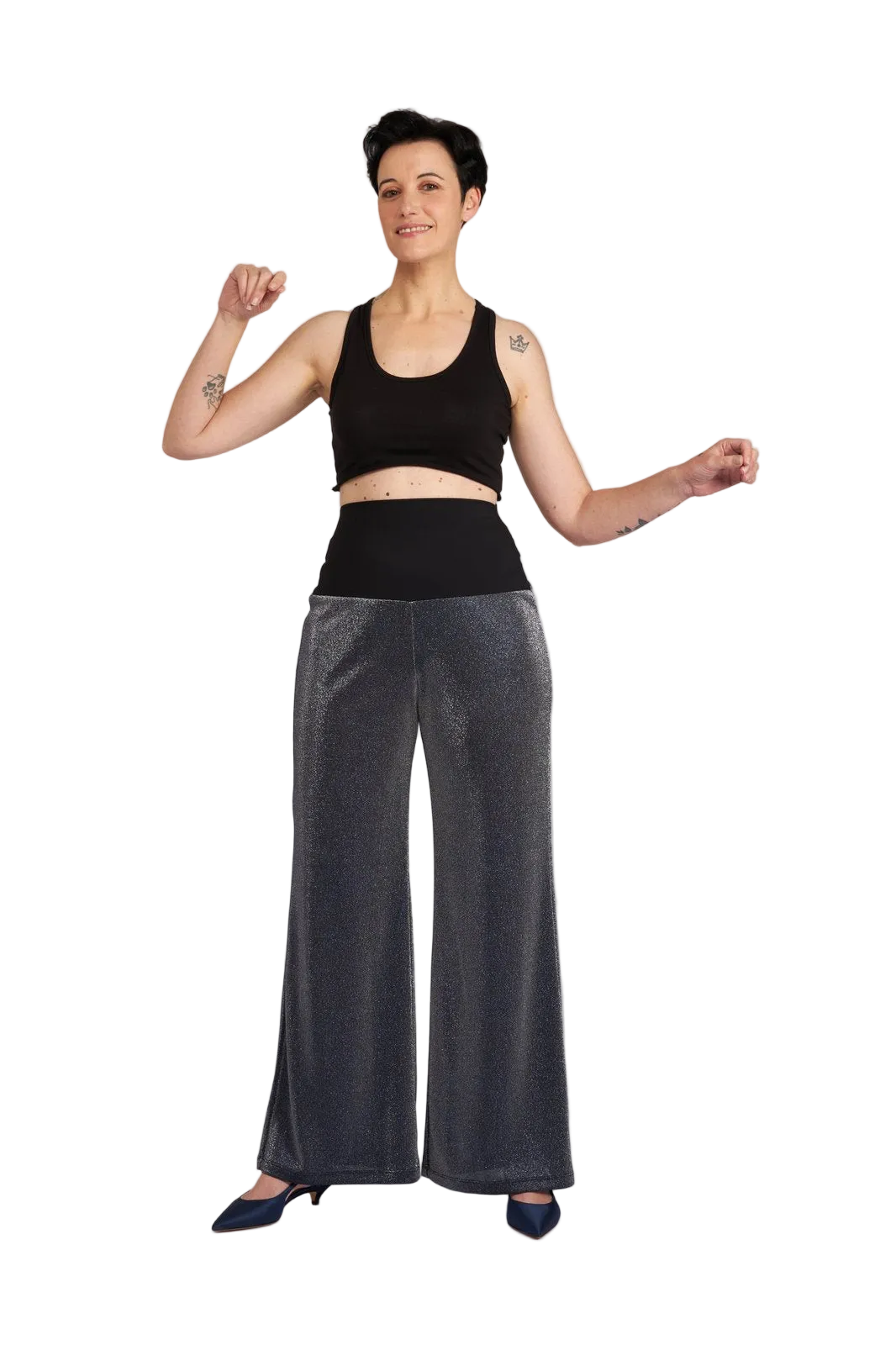 Panta Firenze glitter silver blu