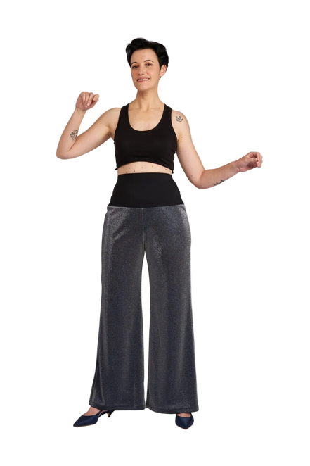 Panta Firenze glitter silver blu