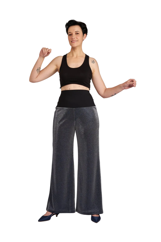 Panta Firenze glitter silver blu