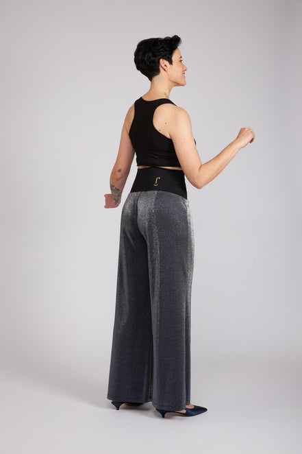 Panta Firenze glitter silver blu