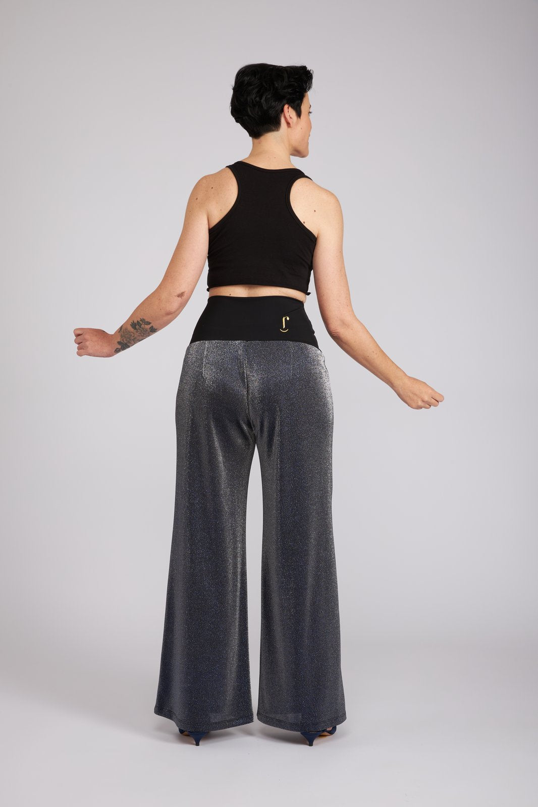 Panta Firenze glitter silver blu