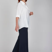 Panta Firenze crepe cady blu con baschina