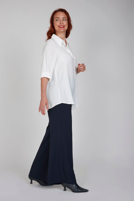 Panta Firenze crepe cady blu con baschina