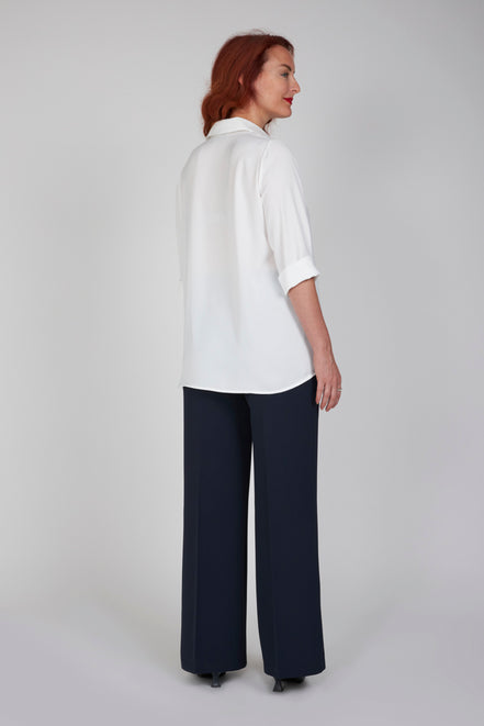 Panta Firenze crepe cady blu con baschina