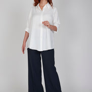 Panta Firenze crepe cady blu con baschina