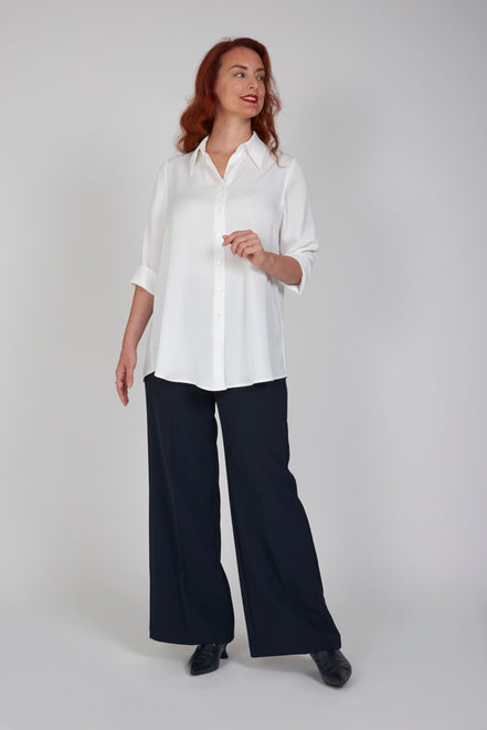 Panta Firenze crepe cady blu con baschina